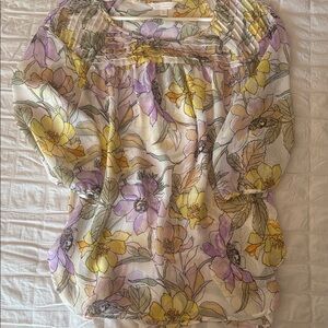 LC Lauren Conrad Floral Blouse - Yellow and Purple